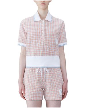 Thom Browne Short-Sleeve Tweed Polo Shirt - Purple