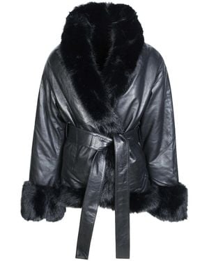 ROTATE BIRGER CHRISTENSEN Bonded Leather Jacket - Black
