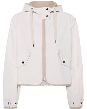 Brunello Cucinelli Zip-Up Hooded Drawstring Jacket - White