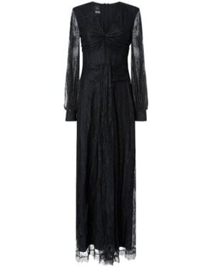 pinko black lace dress Bufera Macram Lace Midi Dress Pinko