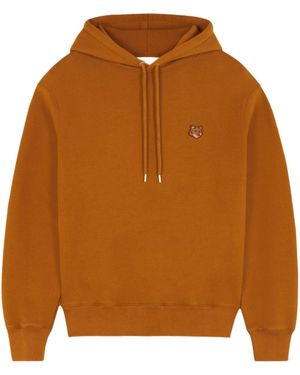 Maison Kitsuné Fox-Appliqué Cotton Hoodie - Brown