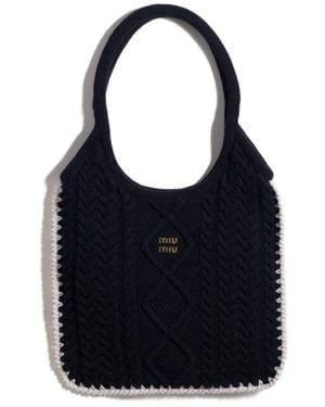 Miu Miu Ivy Wool And Cashmere Bag - Black