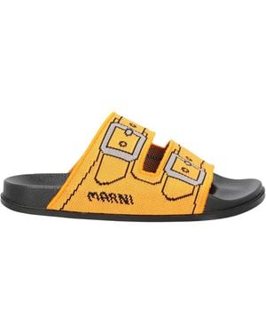 Marni Stylish Round-Toe Colourful Slippers - Yellow