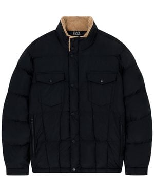 EA7 Long-Sleeved Cotton-Padded Jacket - Blue