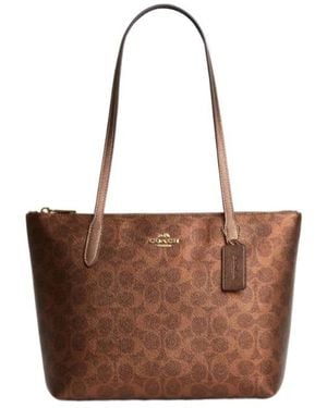 COACH Fiona Zip Tote Bag - Brown