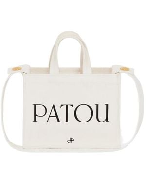 Patou Small Logo-Printed Top Handle Bag - White