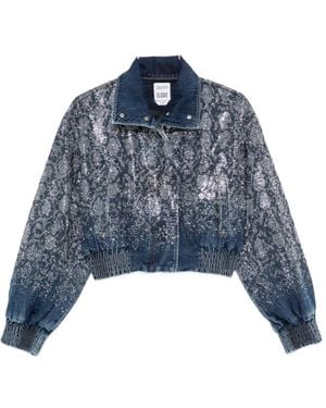 Liu Jo X Elodie Sequin-Embellished Denim Jacket - Blue