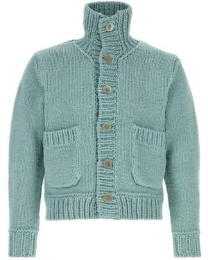 Junya Watanabe High Neck Buttoned Cardigan - Blue