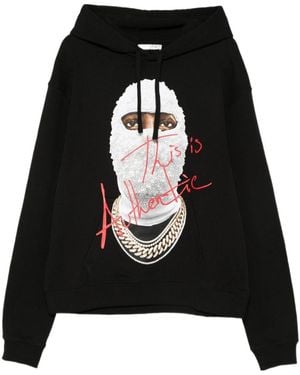 ih nom uh nit Mask Printed Drawstring Hoodie - Black