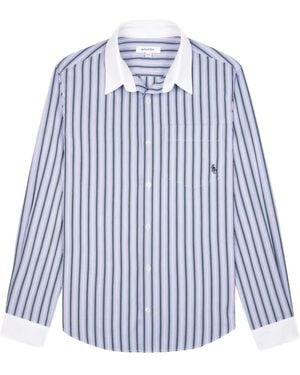 Sporty & Rich Striped Contrast-Collar Shirt - Blue