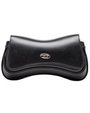 DIESEL Play Logo Plaque Clutch Bag - Black