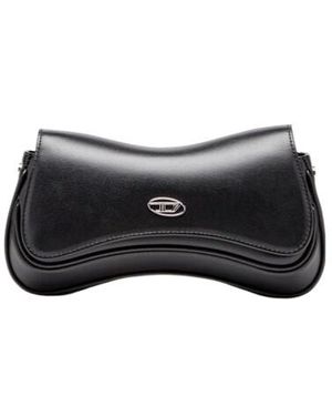 DIESEL Play Logo Plaque Clutch Bag - Black
