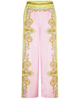 Versace Barocco Silk Pants - Pink