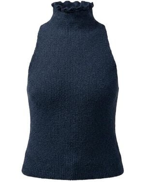 Alaïa Short Ribbed Knit Top - Blue