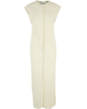 Ami Paris Raw-Edge Sleeveless Midi Dress - White