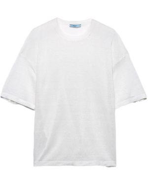 Prada Short-Sleeved Linen T-Shirt - White