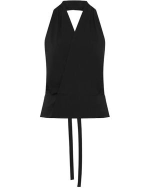 St. Agni Halterneck Wrap Top - Black
