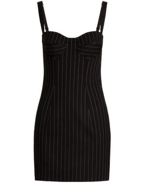 Dolce & Gabbana Pinstriped Mini Slip Dress - Black