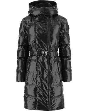 Pinko Love Birds Belted Puffer Coat - Grey