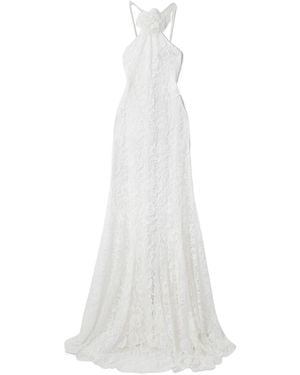 Rodarte Appliquéd Organic Cotton-Blend Lace Gown - White