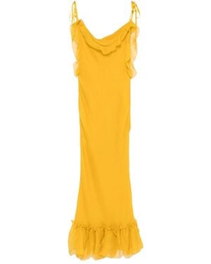 Saint Laurent Ruffled Sleeveless Dress - Yellow