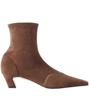 KHAITE Velvet Ankle Boots - Brown