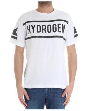 Hydrogen T-Shirt With Round Neck And Short Sleeves - White