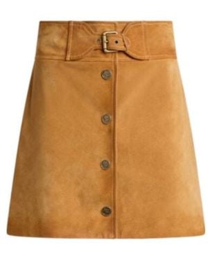 Etro Suede Mini Skirt With Buckle - Brown