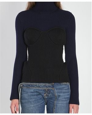Jean Paul Gaultier Ribbed Knit Pullover - Blue