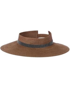 Brunello Cucinelli Hemp Visor With Precious Band - Brown