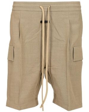 Fear Of God Logo-Patch Drawstring Cargo Shorts - Natural
