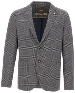 Manuel Ritz Sempre Houndstooth Blazer - Grey