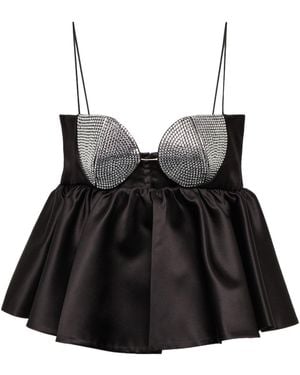 Magda Butrym Crystal-Embellished Silk-Blend Top - Black