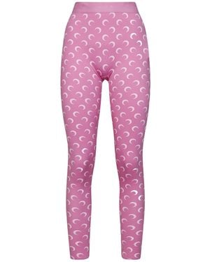 Marine Serre Moon Printed Skinny-Cut Leggings - Pink
