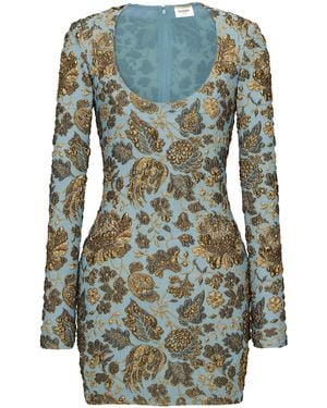 Saint Laurent Low-Cut Mini Dress - Blue