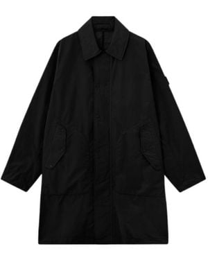 Stone Island Long Car Coat With Anti-Drop - Black