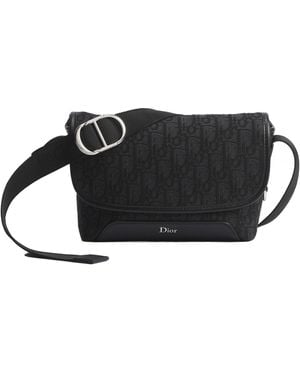 Dior Mini Jett Messenger Bag With Flap - Black