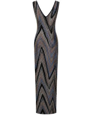 Missoni V-Neck Multi-Colored Maxi Dress - Black