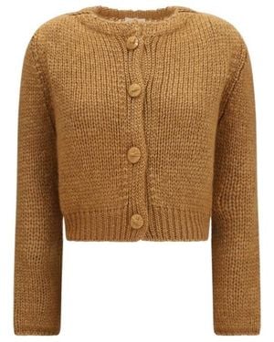 forte_forte Chunky Knit Buttoned Cardigan - Brown