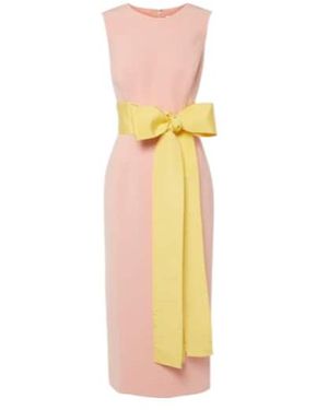 Carolina Herrera Bow-Detail Crepe Midi Dress - Yellow