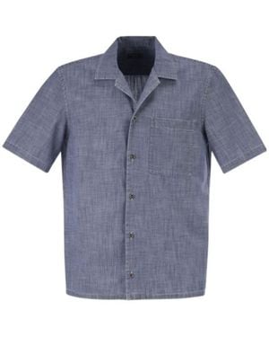 Peserico Lightweight Denim Short-Sleeve Shirt - Blue