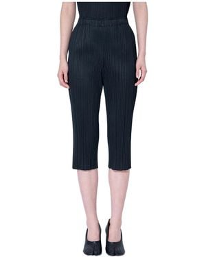 Pleats Please Issey Miyake Pleated Cropped Pants - Blue