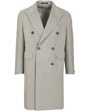 Tagliatore Peak Lapel Double-Breasted Coat - Grey