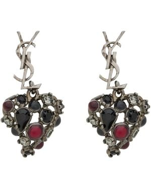 Saint Laurent Cassandre Heart-Shaped Earrings - Metallic