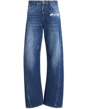 DSquared² Loose Twist Wide Leg Denim Jeans - Blue