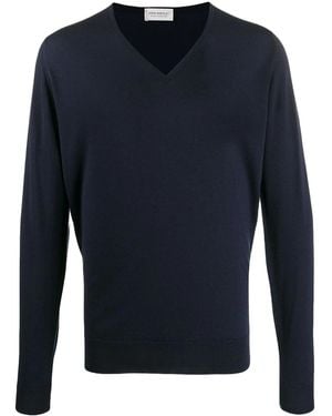 John Smedley Blenheim V-Neck Knitwear - Blue
