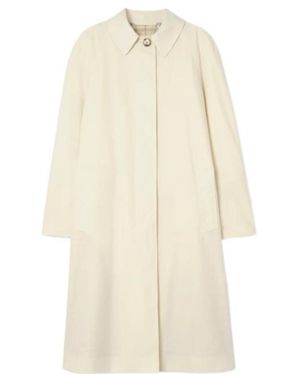 Burberry Long Tropical Gabardine Car Coat - White