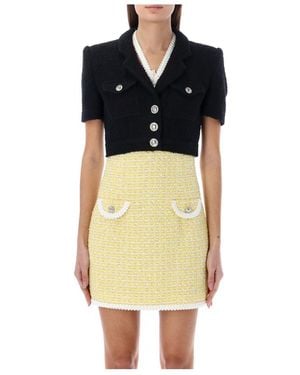 Alessandra Rich Short-Sleeve Crop Jacket - Yellow