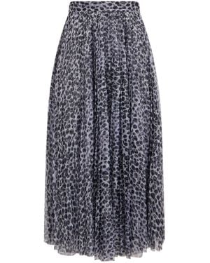 Philosophy Di Lorenzo Serafini Animal Printed Flared Midi Skirt - Blue