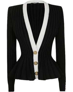 Balmain Button-Detailed V-Neck Jacket - Black